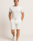 John | Men’s Pleated Tailored Shorts Side Buckles