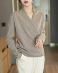 Natalie | Women’s Winter Wrap V Neck Knit Sweater