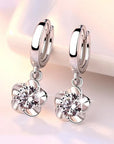 Silver Earrings with Purple and White Zirconia