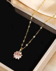 Sakura Rose Romantic Necklace in Stainless Steel