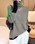 Bella | Women Luxe Herringbone Turtleneck Sweater