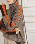 Bella | Women Luxe Herringbone Turtleneck Sweater
