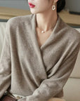 Natalie | Women’s Winter Wrap V Neck Knit Sweater