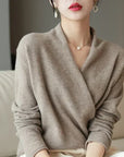 Natalie | Women’s Winter Wrap V Neck Knit Sweater