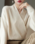Natalie | Women’s Winter Wrap V Neck Knit Sweater
