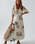 Élodie™ — Elegant velvet maxi dress with floral print