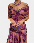 Florendra | Long Floral V Neck Dress