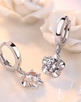 Silver Earrings with Purple and White Zirconia