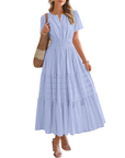 Camille | Boho A-Line Maxi Dress with V-Neck & Flowing Fit