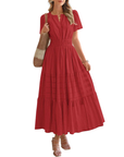 Camille | Boho A-Line Maxi Dress with V-Neck & Flowing Fit