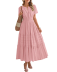 Camille | Boho A-Line Maxi Dress with V-Neck & Flowing Fit