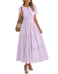 Camille | Boho A-Line Maxi Dress with V-Neck & Flowing Fit