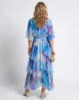Calista | Sheer Layered V Neck Tie Waist Maxi Dress