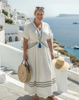 Seren | Short Sleeve V Neck Wrap Style Midi Dress