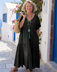 Zinnia | Short Sleeve Tiered Blue Maxi Dress