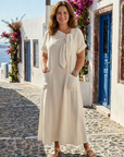 Elowyn | Round Neck Short Sleeve Pocket Maxi Dress