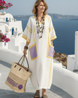 Zafira | V Neck Short Sleeve Pocket Maxi Dress