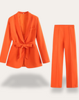 Hazel | Women’s Belted Blazer Wide Leg Trousers Set