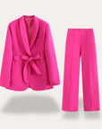 Hazel | Women’s Belted Blazer Wide Leg Trousers Set