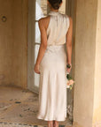 Selena | Women’s Elegant Halter Midi Dress Draped Neckline