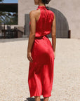 Selena | Women’s Elegant Halter Midi Dress Draped Neckline