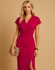 Alexa | Women’s Midi Dress With V Neck Split