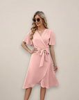 Jasmine | Women’s Midi Wrap Dress With Front Tie