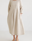 Violet | Women’s Relaxed Fit Midi Dress Front Pleats