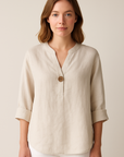 Gabrielle | Women’s V-Neck Button Detail Relaxed Blouse