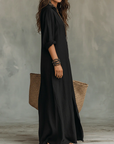 The Celine™ | Fluid V-Neck Button Maxi Dress