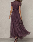 Sienna - Long Violet Dress with Keyhole Neckline