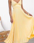 Bianca | Women’s V-Neck Pleated Maxi Dress