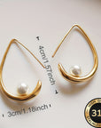 Crescent Pearl Hoop Earrings