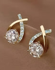 Earrings with Golden Cross and Zirconia