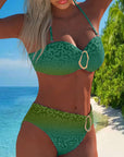Halter Neck Swimsuit with Leopard Print and Gradient