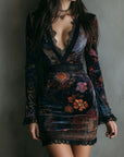 Marisol™ | Boho Floral Velvet Mini Dress