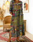 Manuela | Printed Dress with Ethnic Patchwork