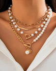 Modern Pearl Layered Necklace Set
