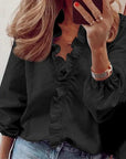 Kimberly | Women Ruffle Detail V Neck Blouse
