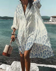 Claire | Women Casual Printed Shirt Midi Dress