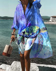 Claire | Women Casual Printed Shirt Midi Dress