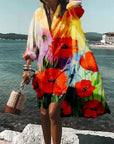 Claire | Women Casual Printed Shirt Midi Dress