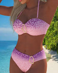 Halter Neck Swimsuit with Leopard Print and Gradient