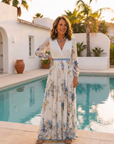 Lavinia | Long Sleeve V Neck Floral Maxi Dress