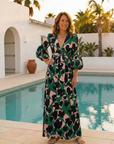 Isolde | V Neck Tie Waist Long Sleeve Maxi Dress