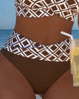 Two-Piece Bikini with Bra Cut and Diamond Pattern