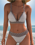 Striped Bikini with Polka Dot Print Fashion