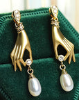 Graceful Hand Pearl Earrings