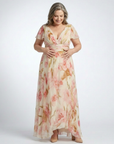 Elara | V Neck Short Sleeve Floral Maxi Dress