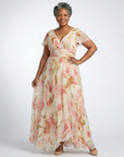 Elara | V Neck Short Sleeve Floral Maxi Dress